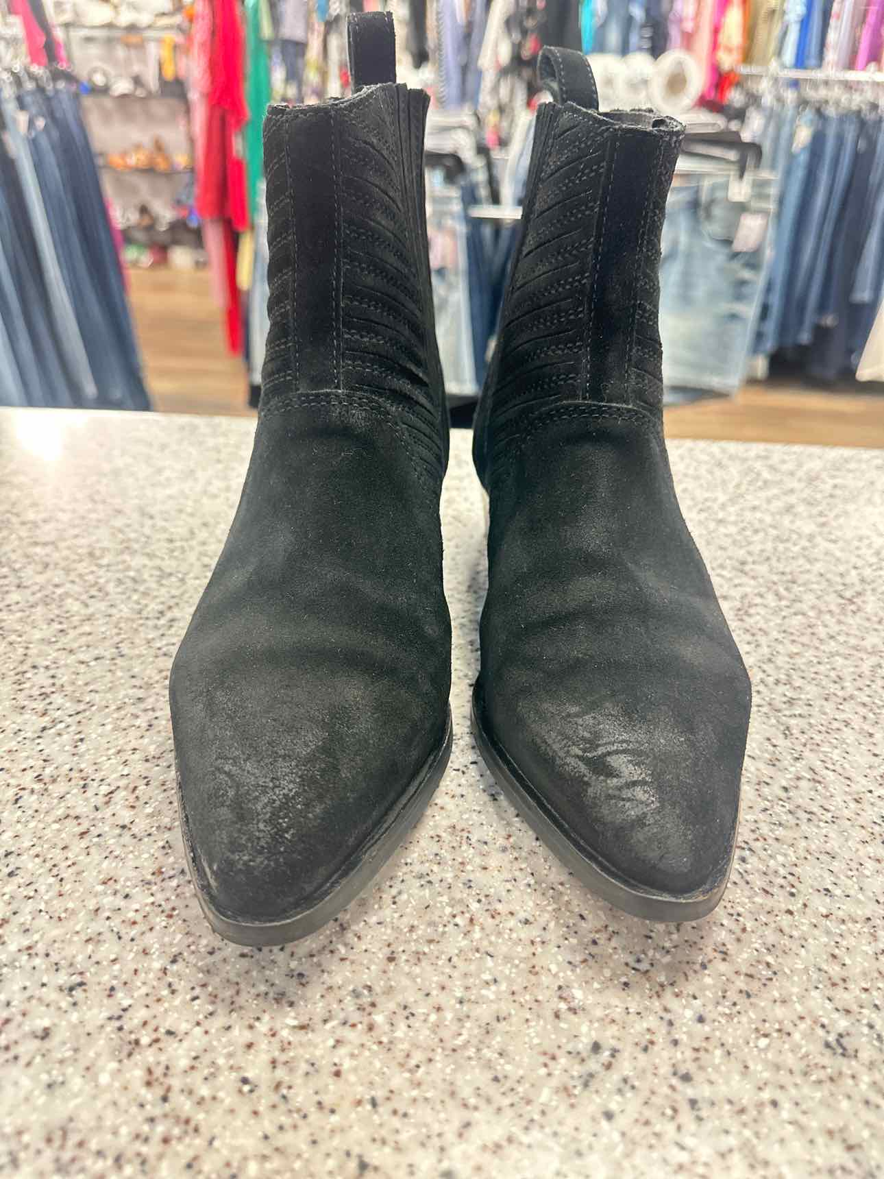 AllSaints Size 37 Black Fion Chelsea Suede Leather Pointed Toe Boots