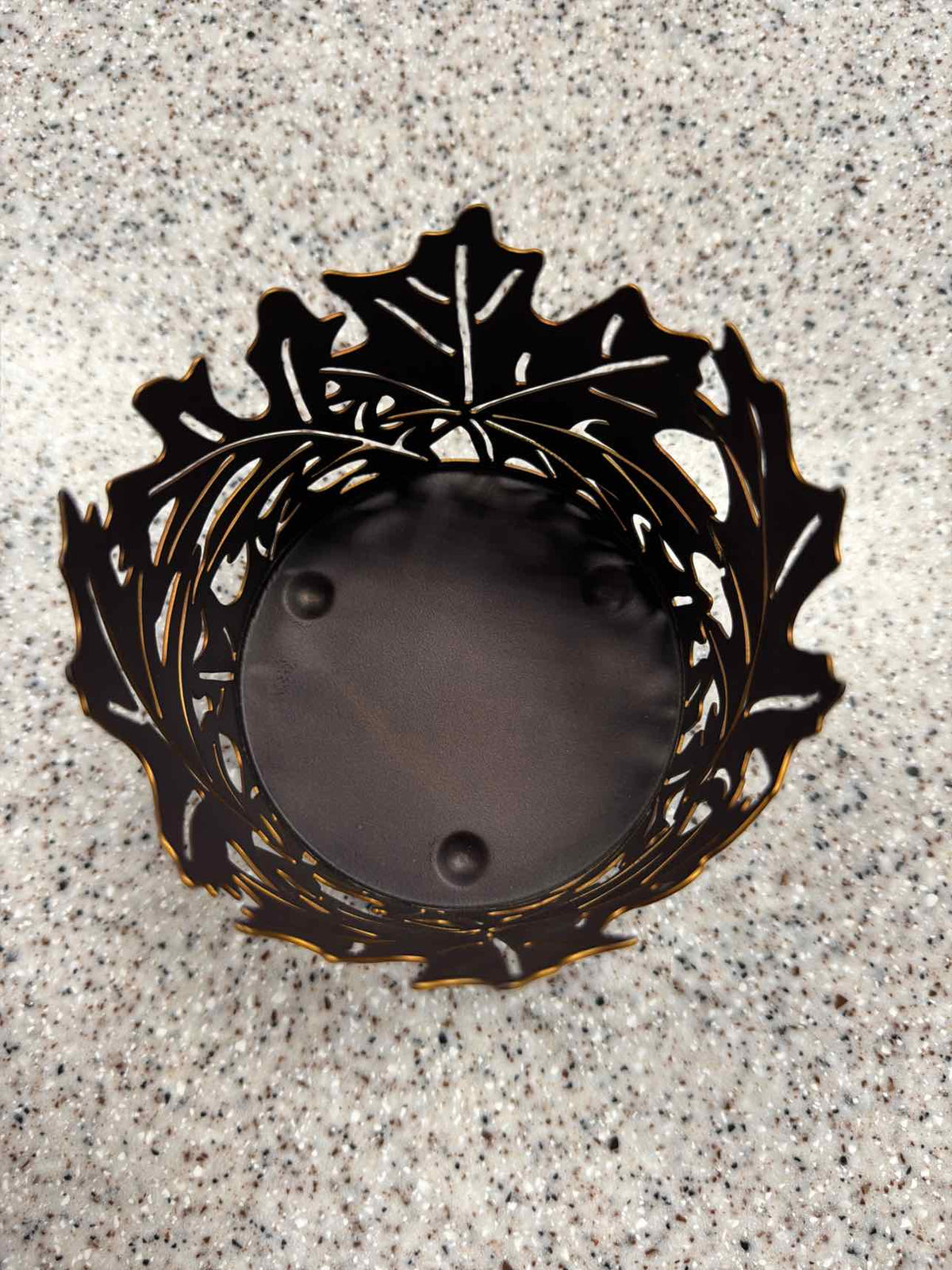 Fall Leaves Bronze Metal Candle Holder (4"L x 4"H) Household