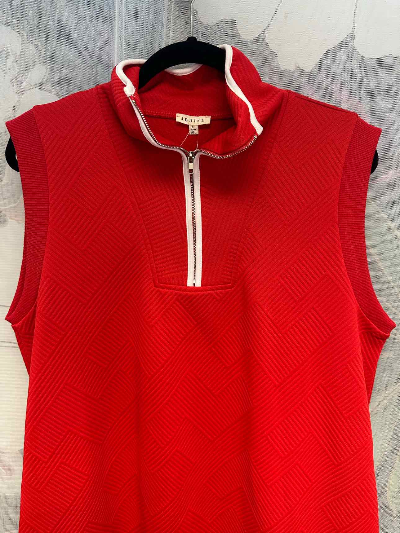Jodifl NEW NWT Postiano Crush Textured Mini Size Large Red Dress