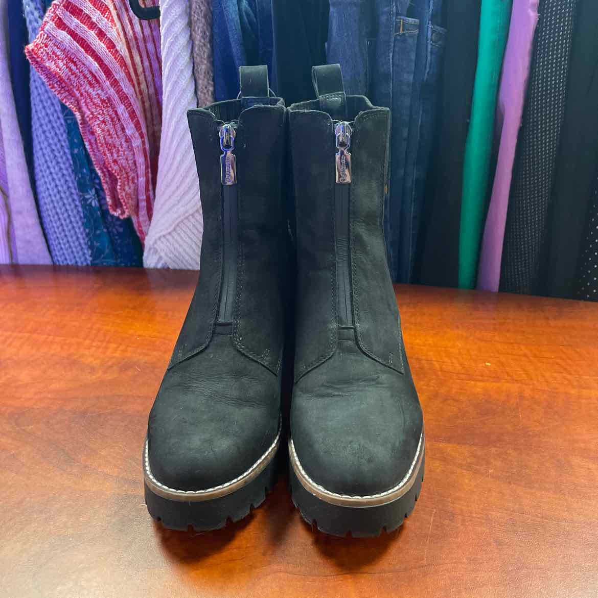 Blondo Waterproof Ladies Platform Black Leather Boots Size 7