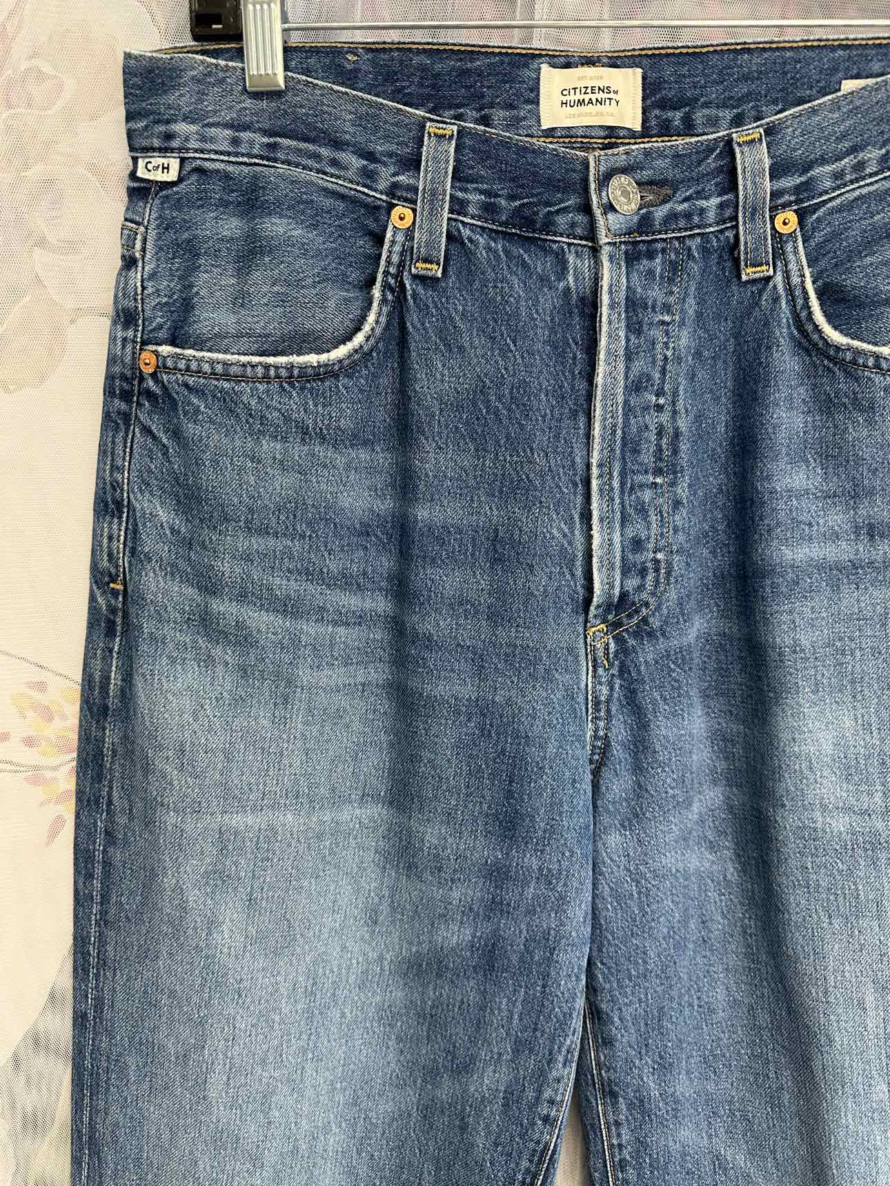 Citizens of Humanity Annina Raw Hem Medium Wash Wide Leg Size 27 Denim Jeans