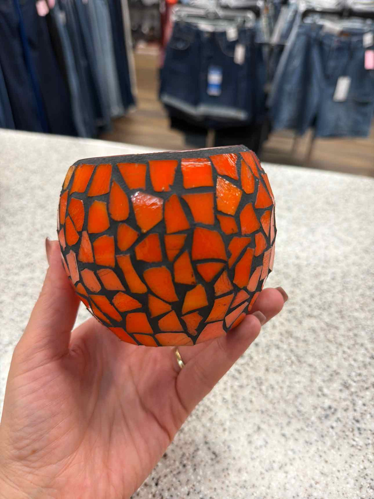 Pumpkin Mosaic Tealight Candle Holder Fall Harvest Household