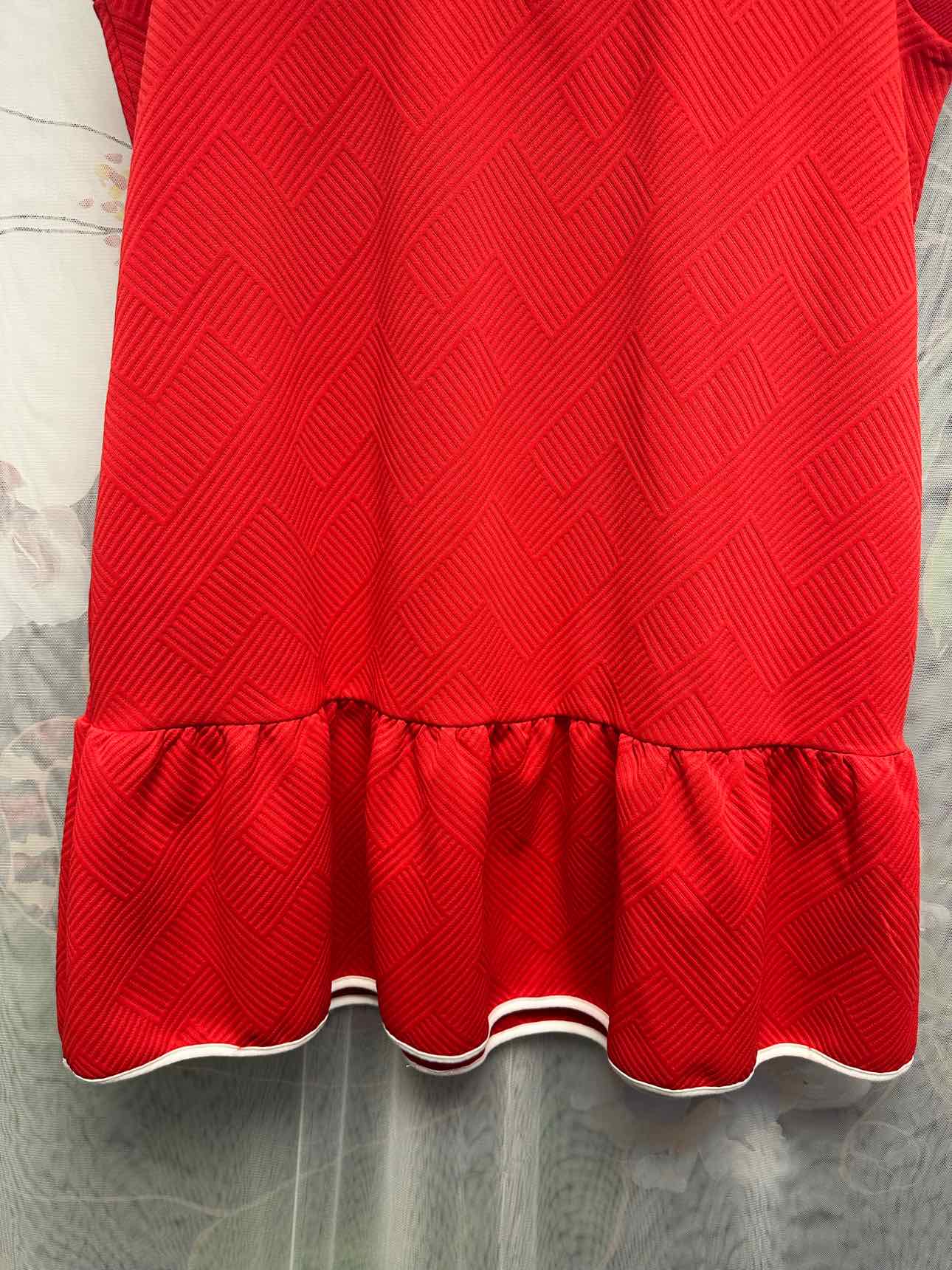 Jodifl NEW NWT Postiano Crush Textured Mini Size Large Red Dress