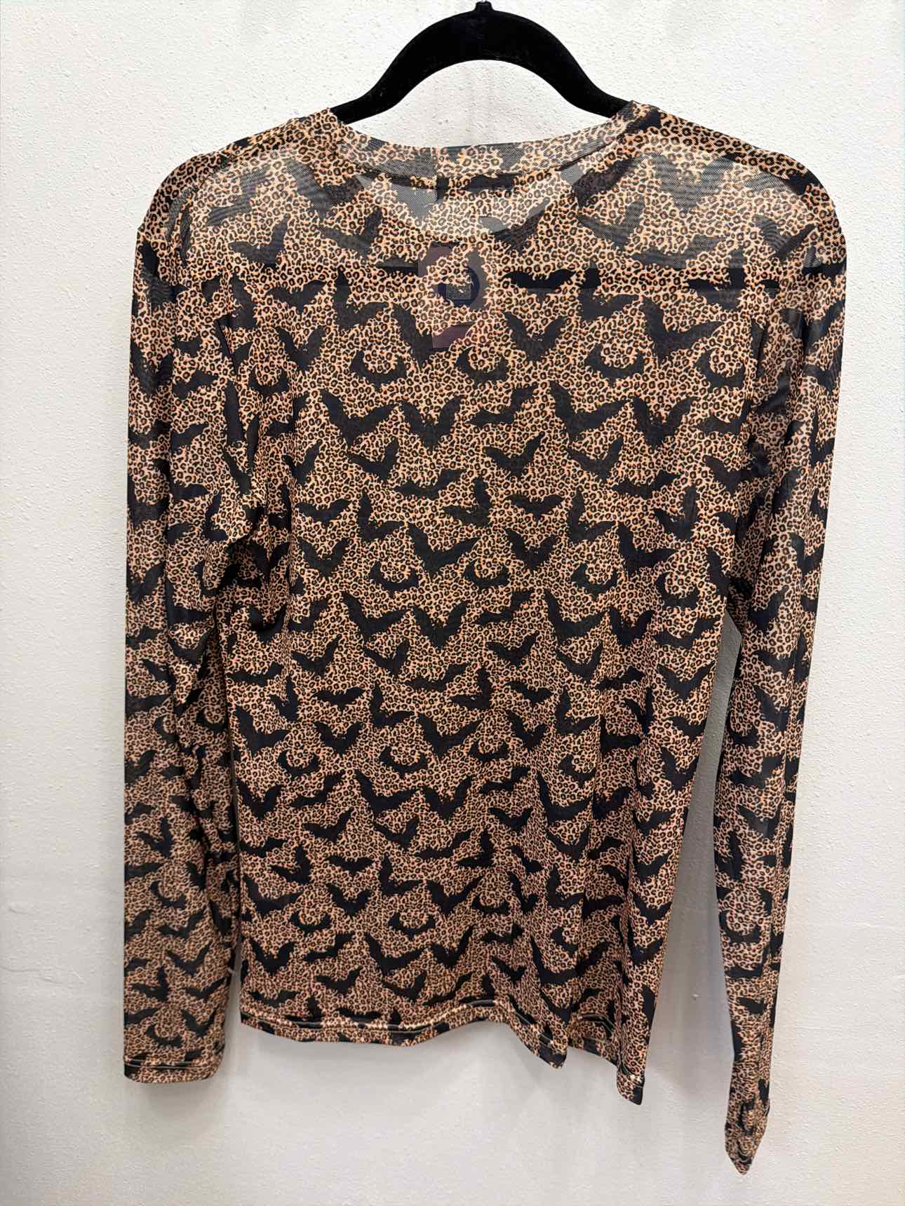 Bats on Cheetah Mesh Long Sleeve Top by Blakeley Size L/XL