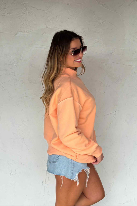 Spring Mock Neck Pocket Pullover