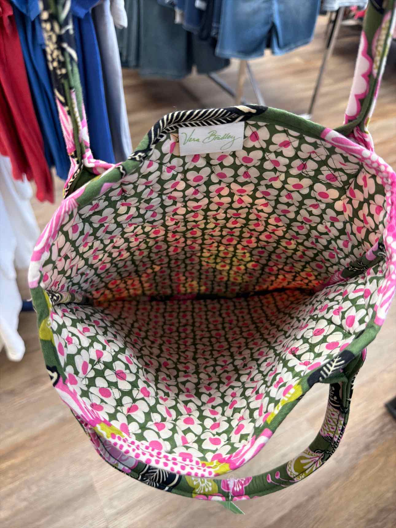 Vera Bradley Olivia Pink Floral Olive Tote Handbags, Retired Print