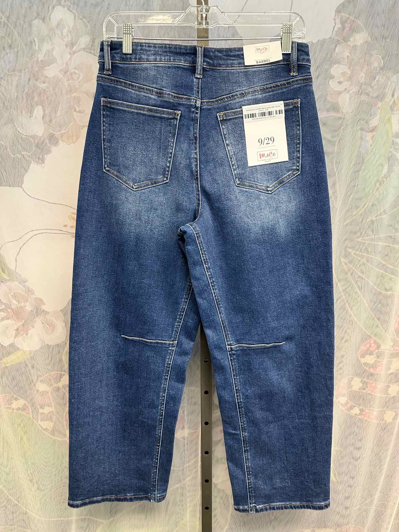 MoCo 9/29 Carefully Curved Slim Tummy Control Barrel Denim Jeans