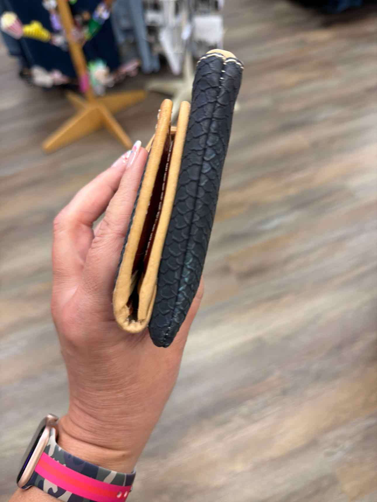 Consuela Rattler Slim Snake Embossed Long Black Wallet