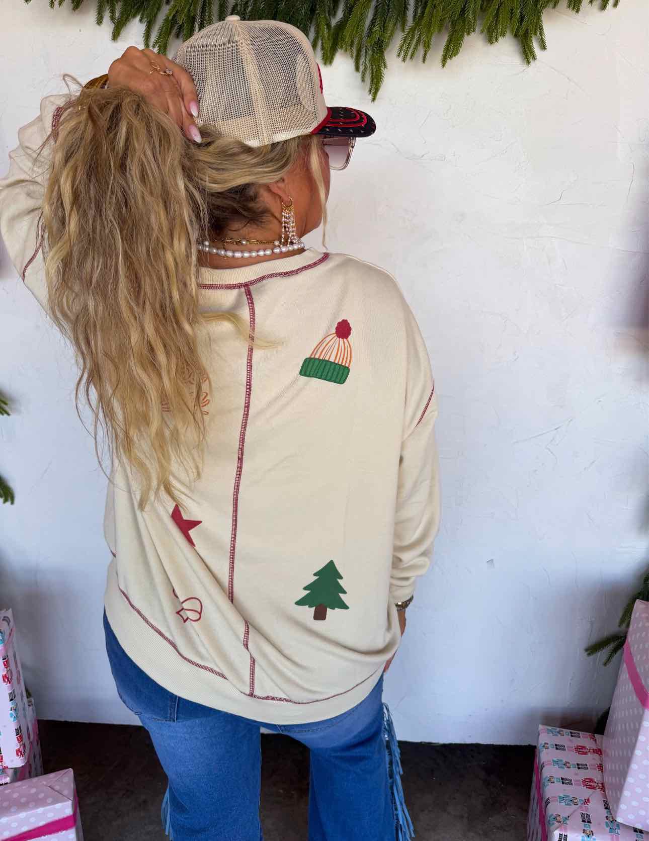 PREORDER! Tis the Season Embroidered Holiday Christmas Sweat Shirt Pullover Top