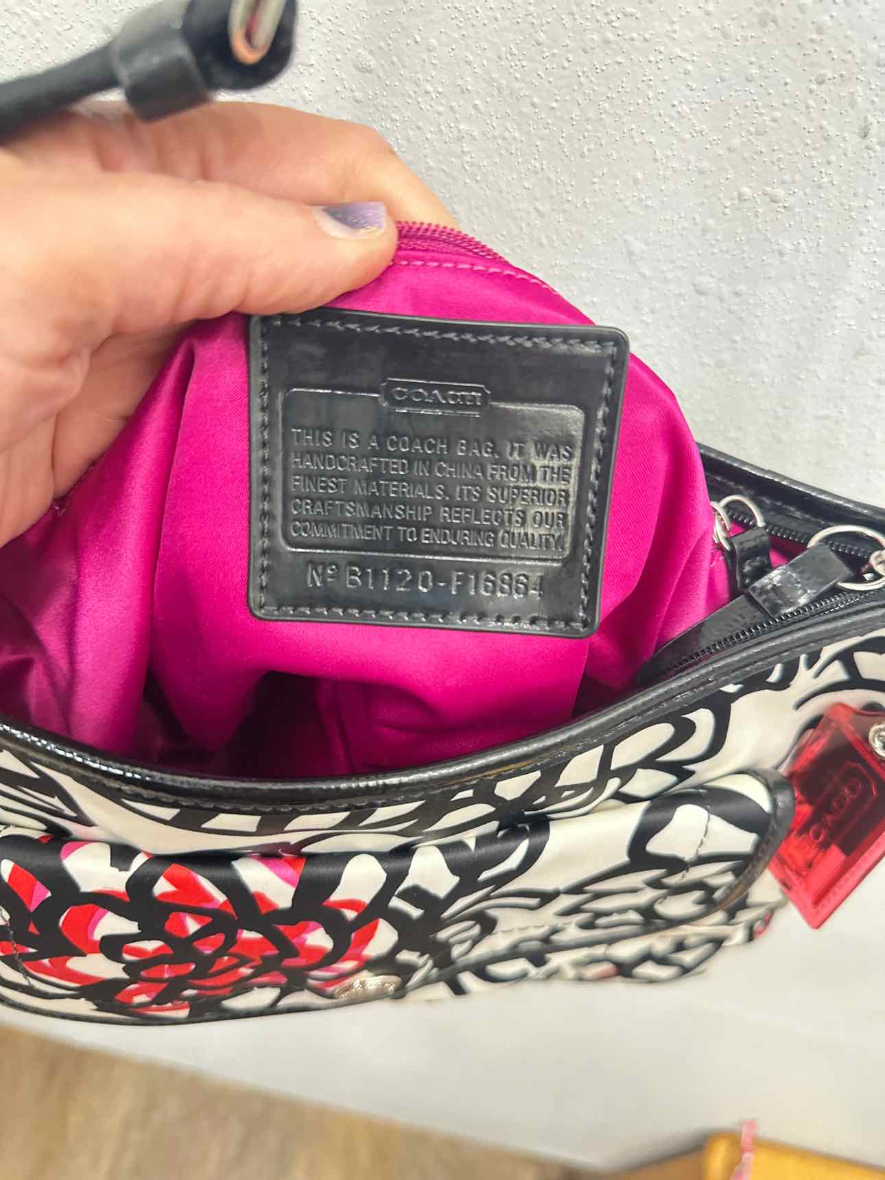 Coach Poppy Graffiti Kyra Messenger Black White Pink Handbag