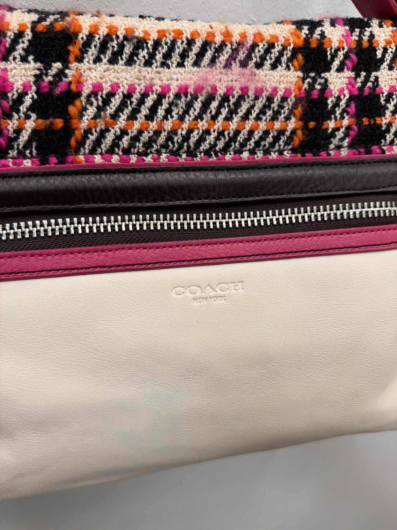 Coach Legacy Multicolor Tweed Duffle tweed plaid leather turnlock Pink Handbags