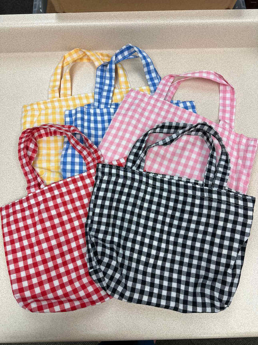 Cotton Tote Bag in Gingham Print