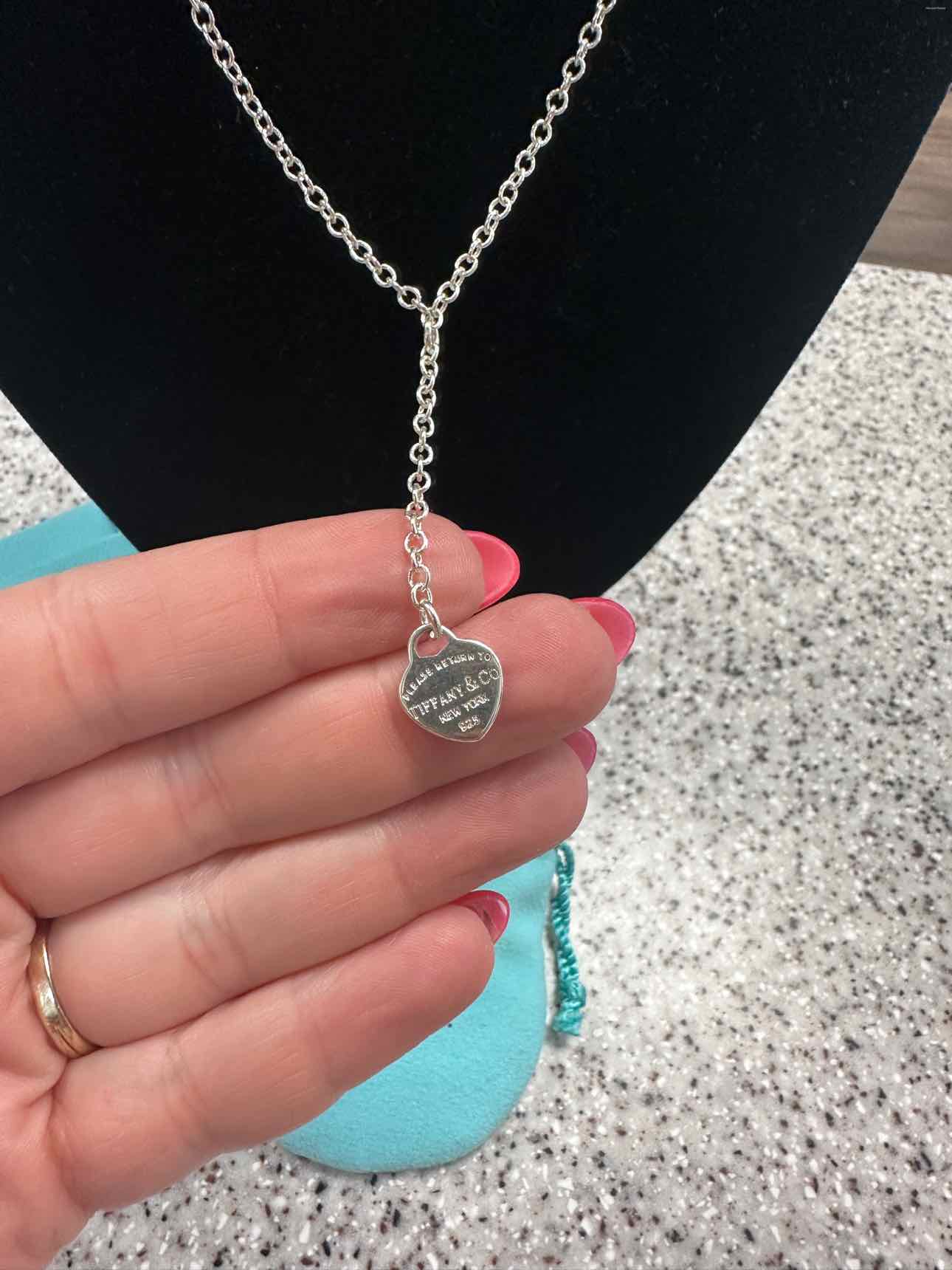 Tiffany & Co. Heart Drop Lariat Sterling Silver18"  Necklace