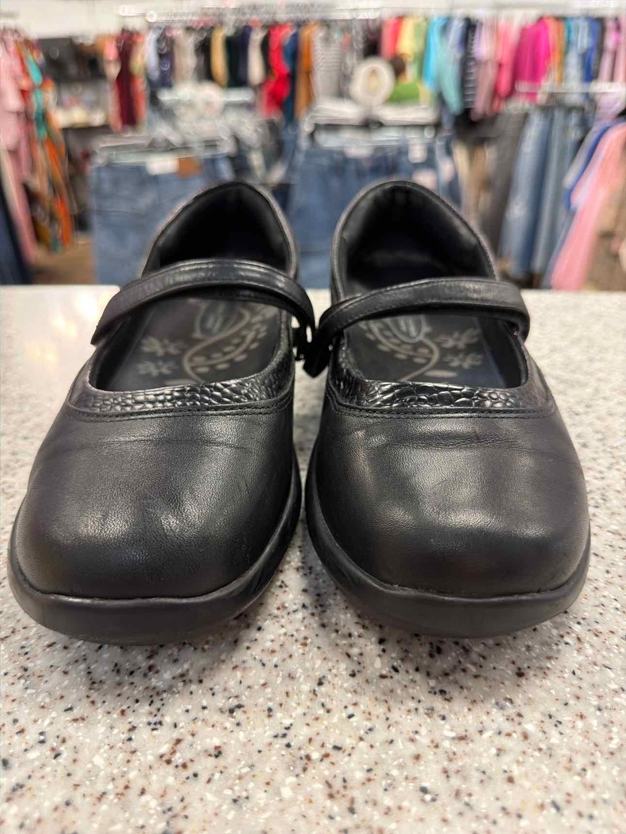 aetrex Size 7W Julia Single Strap Mary Jane Women's Black Shoes