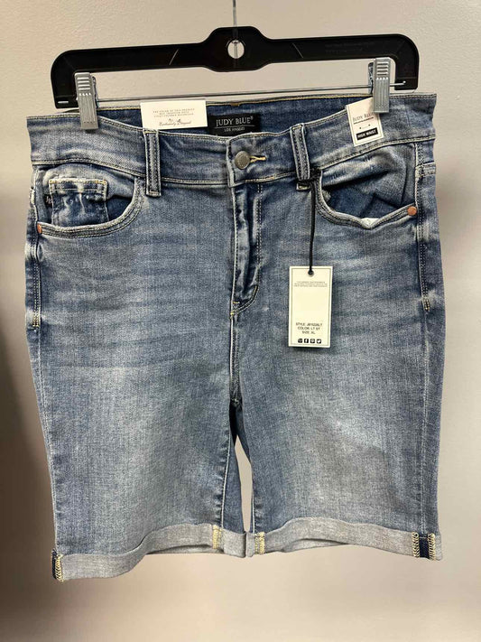 Judy Blue Size XL Medium Wash Hi-Rise Cuffed Bermuda Denim Shorts