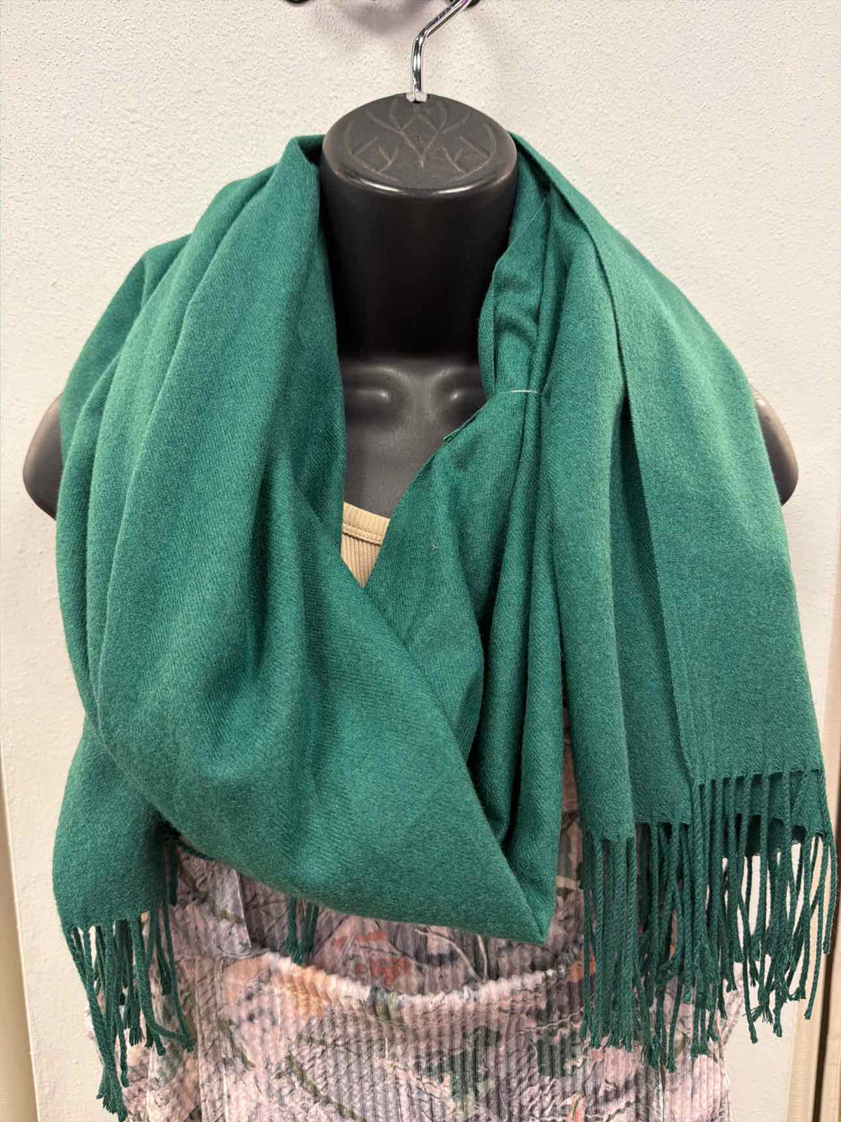 Green Cashmere Scarf 24" x 69"