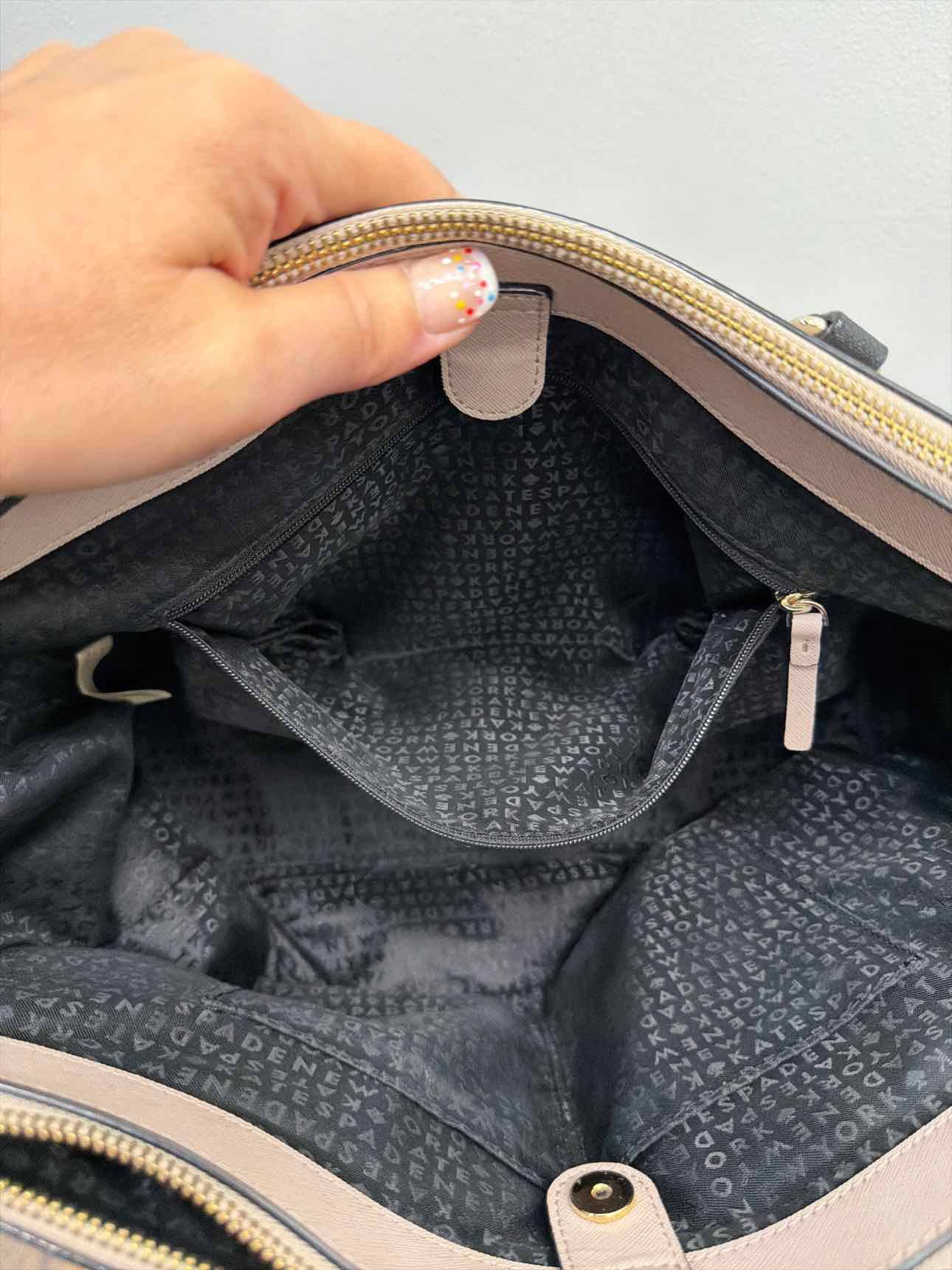 Kate Spade Leighann Laurel Way Leather 2-way Tan and Black Satchel Handbags