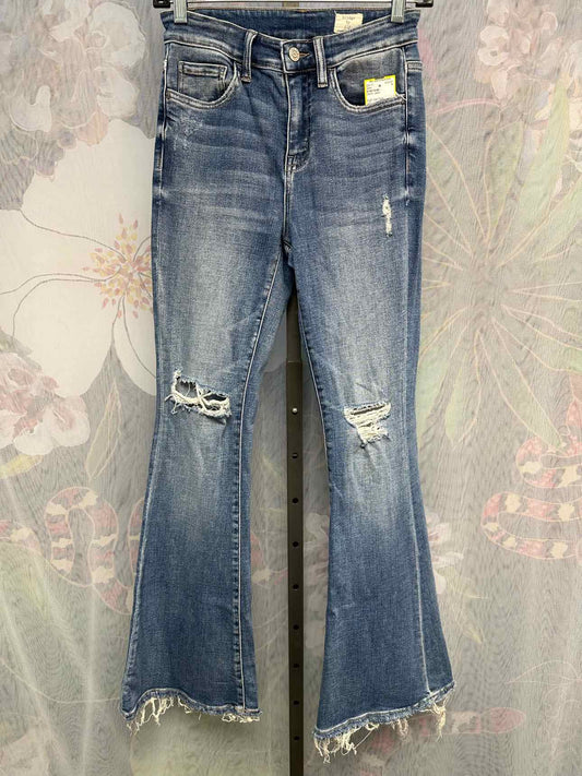 bridge by gly Size 24 High Rise Flare Distressed Denim Jeans