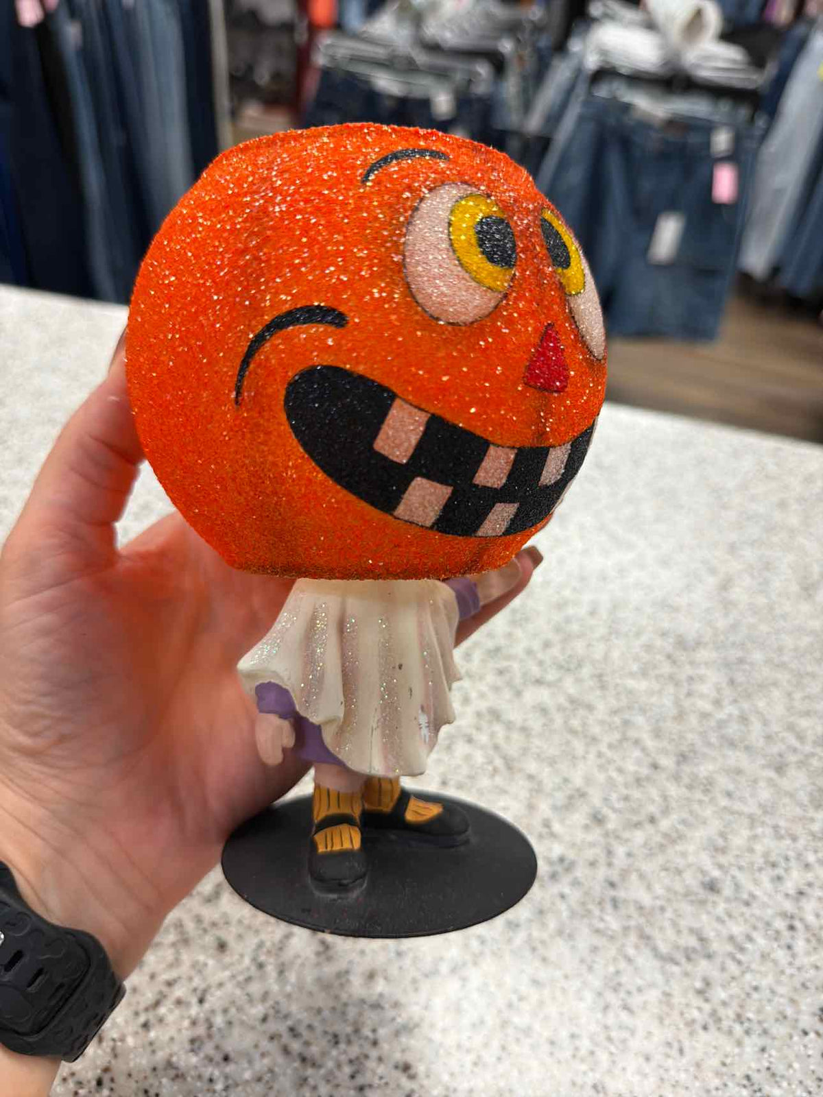 Department 56 Glitterville Jack O' Lantern Ghost Boy Pumpkin Head Candle Holder