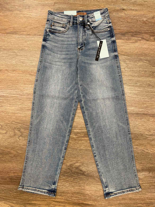 Judy Blue High Waist Petite Peggy Ankle Straight Break Through Blue Jeans
