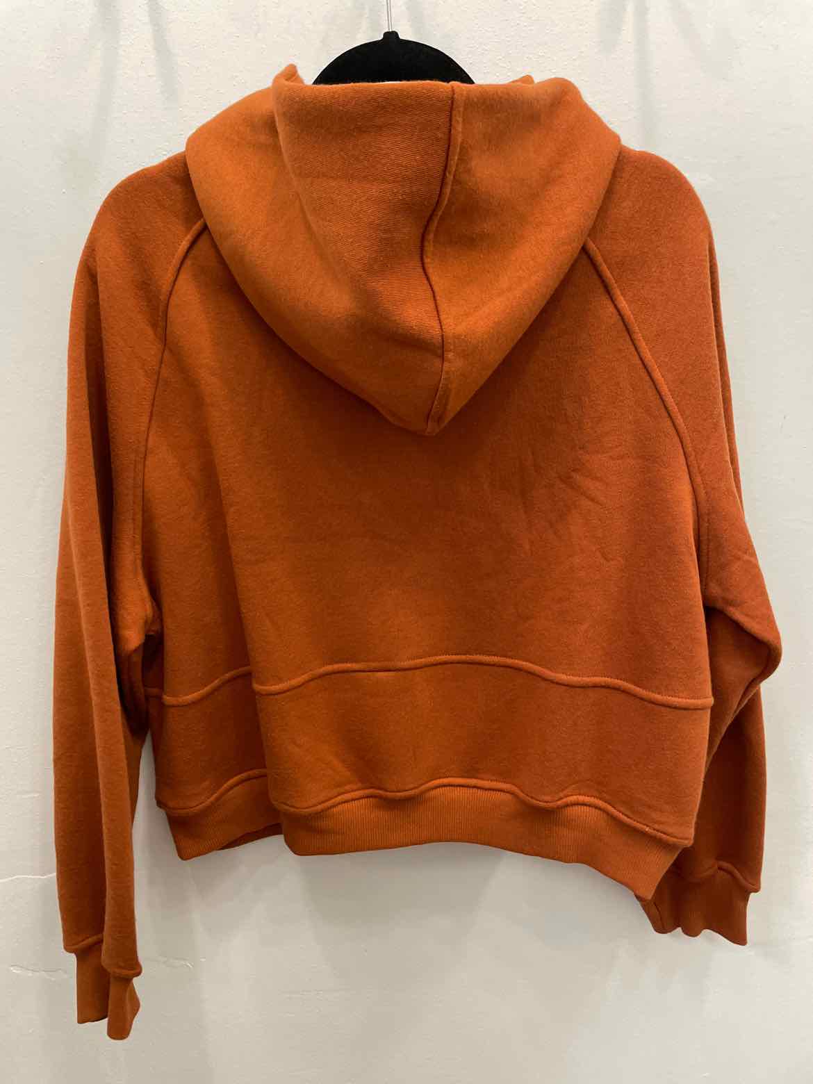 Size XL Burnt Orange Hooded Half Zip Kangaroo Pocket Pullover Crop Sweat Shirt