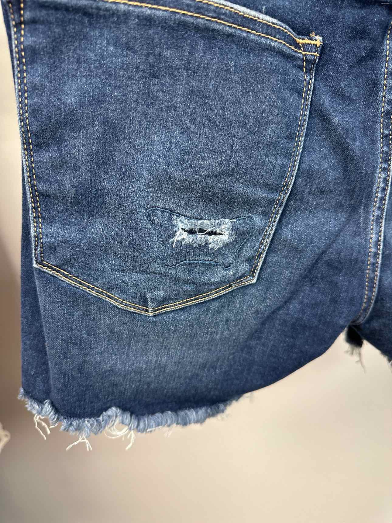 Judy Blue Mid-Rise Patch Cut Off Denim Dark Wash Shorts