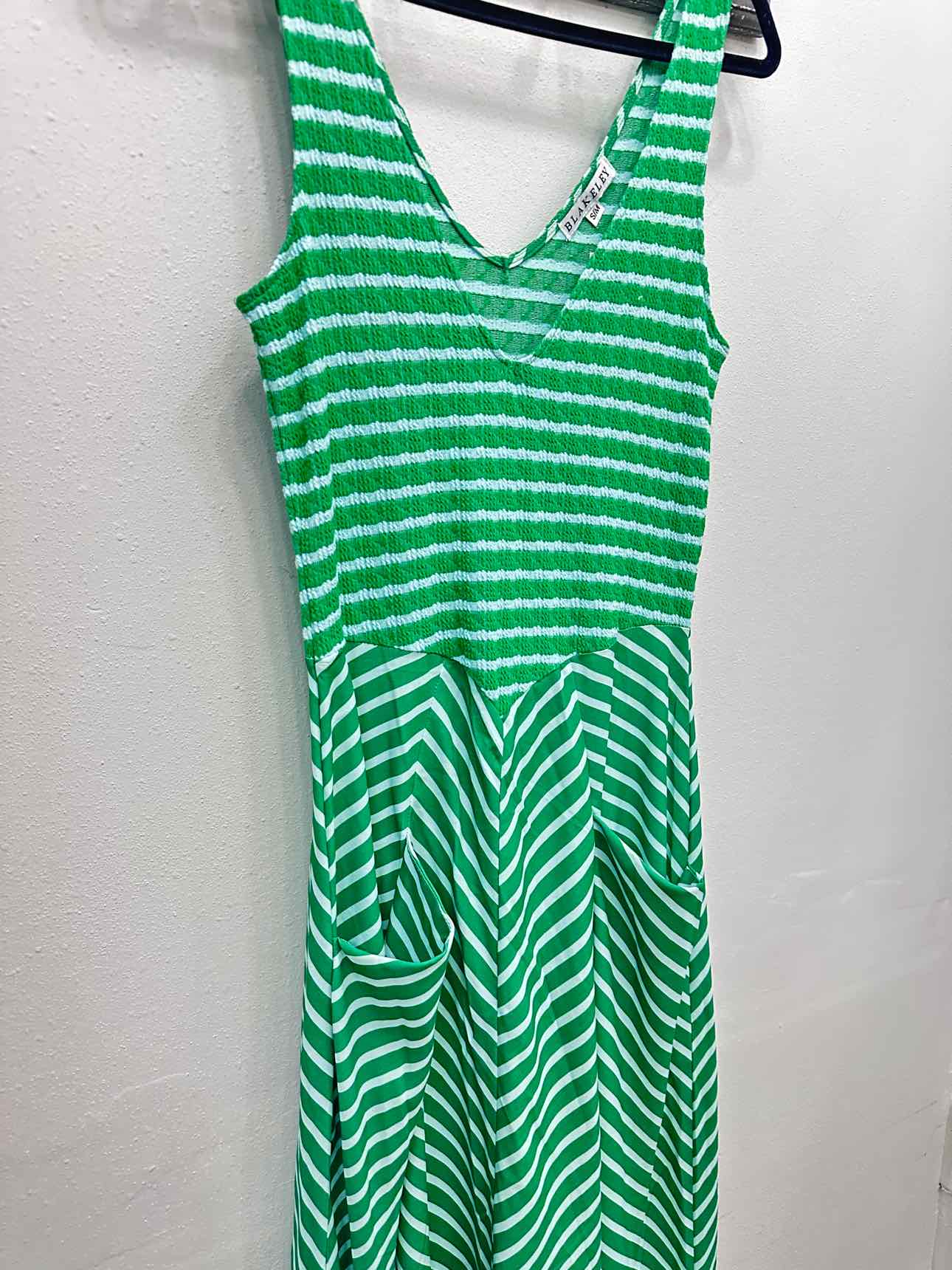 Blakeley Luciana Stripe Maxi Sleeveless Dress with Pockets