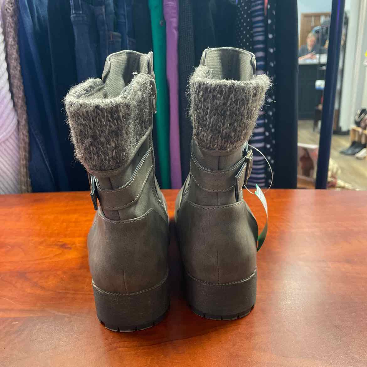 Maurices Grey Faux-Suede Mid-Calf Boots Size 9
