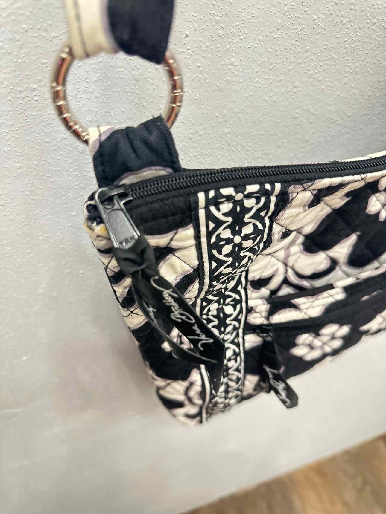 Vera Bradley Night and Day Floral Print Messenger Crossbody Black White Handbag