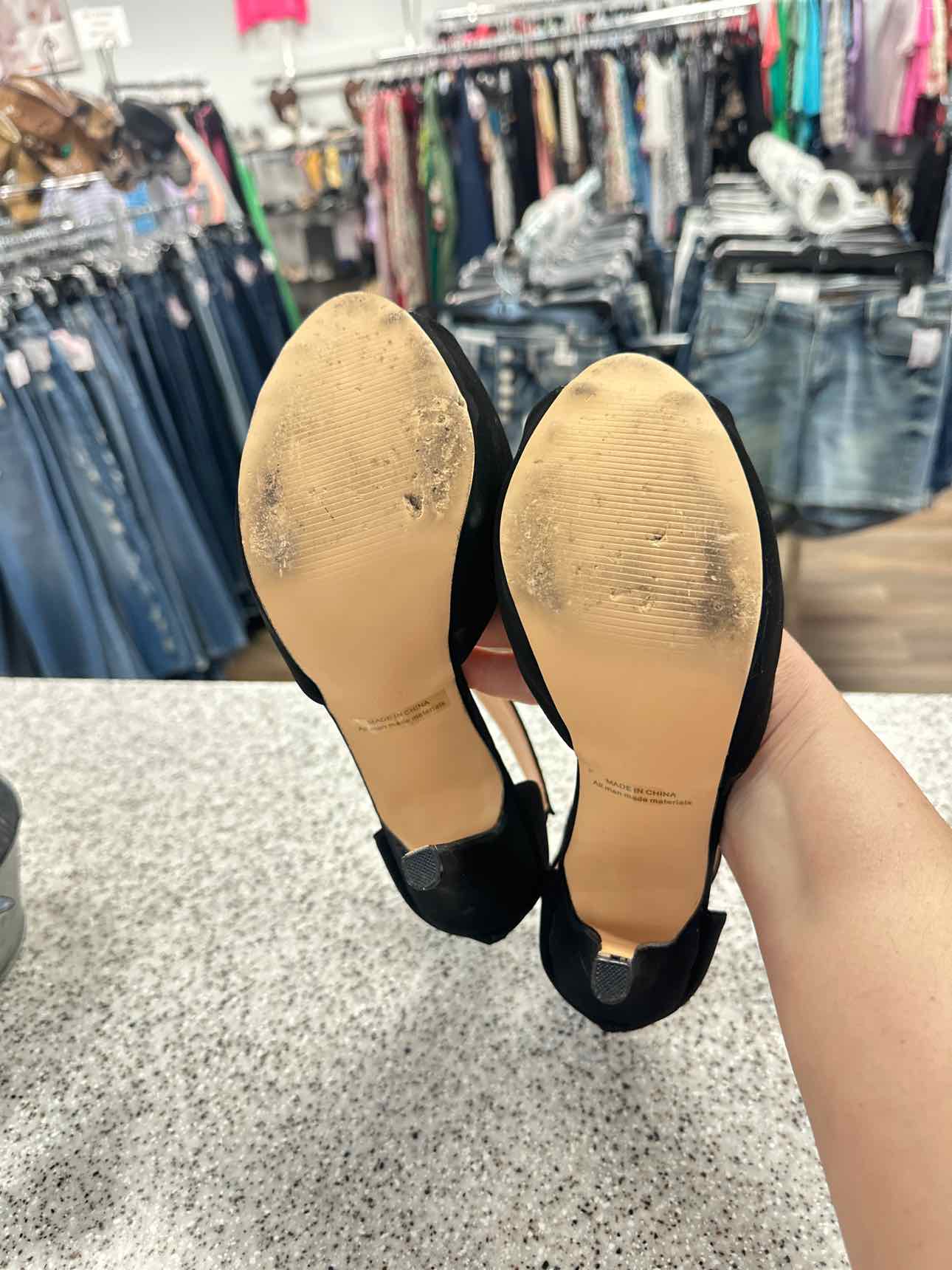 Dream Pairs Size 9 Black Faux Suede Ankle Strap 5" High Heel Platform Sandals