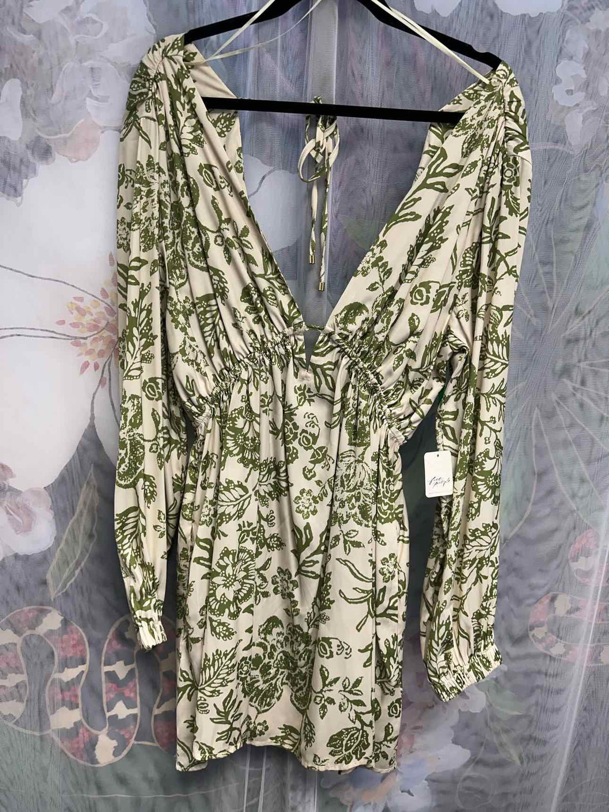 Free People Size Large Green/White Dress