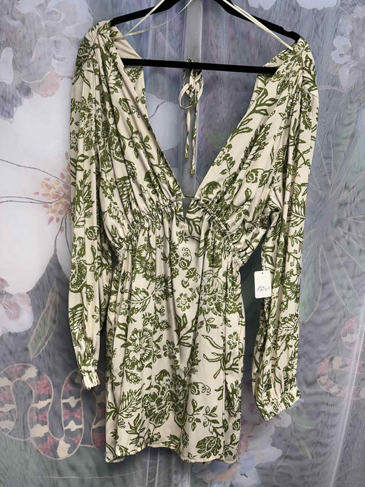 Free People Size Large Green/White Dress