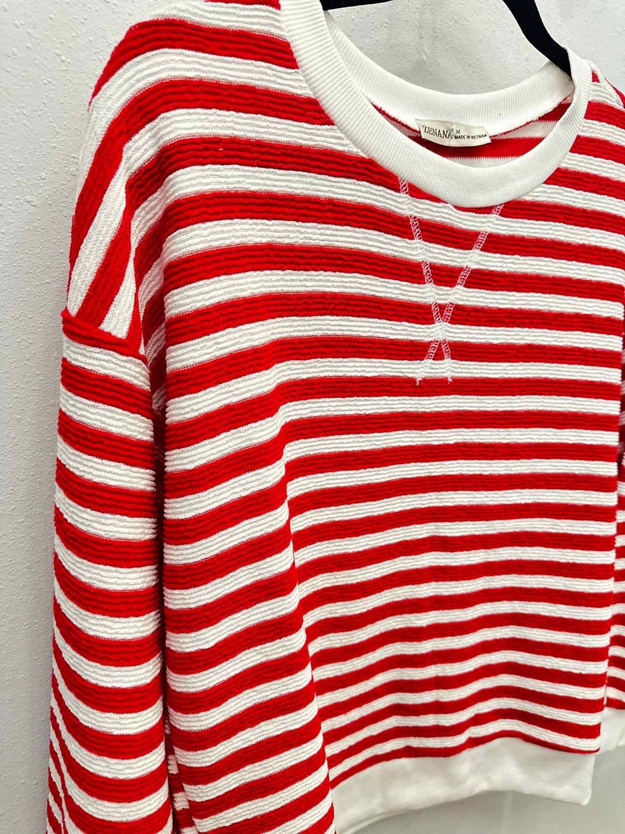 Zenana Textured Striped Long Sleeve Top