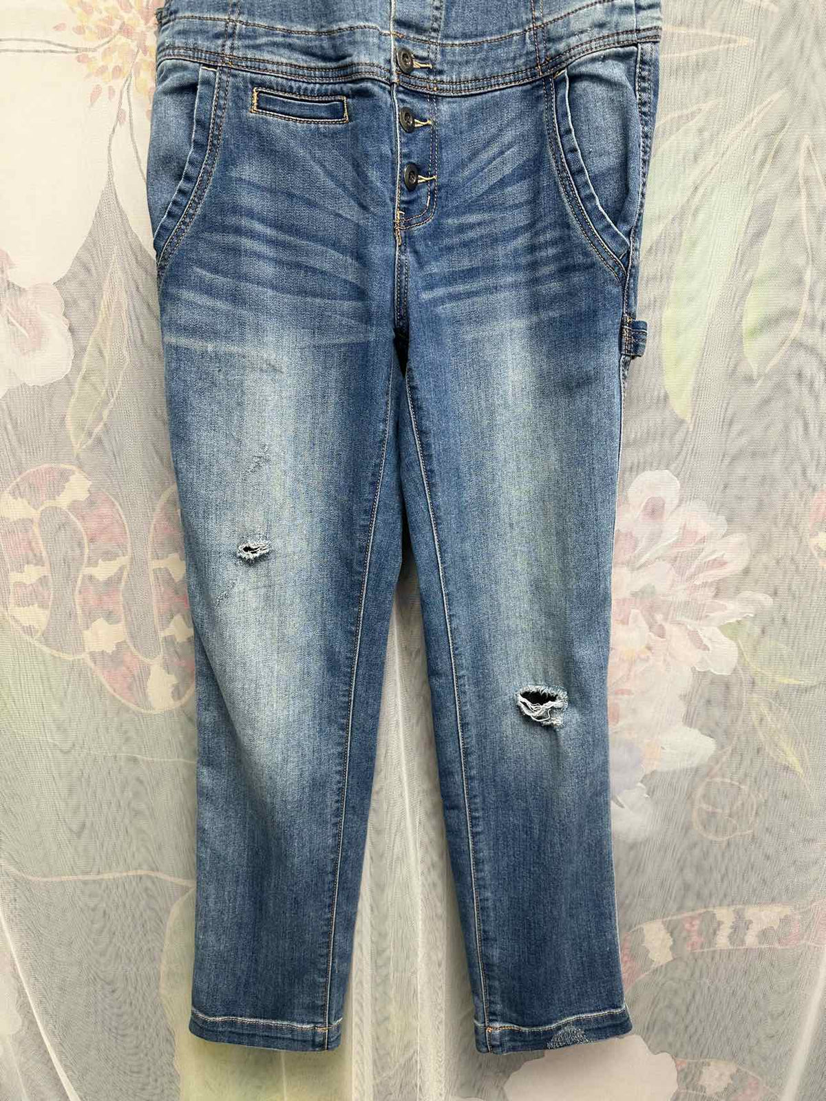 Free People Distressed Button Fly Utility Size 26 Denim Overalls