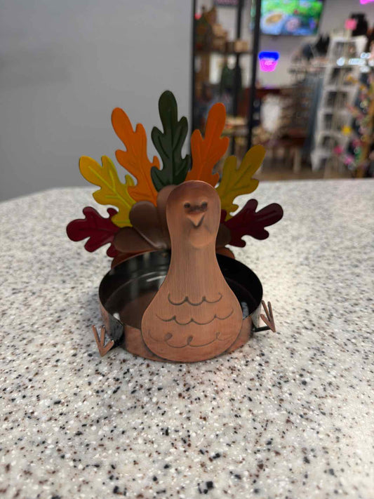 Yankee Candle Metal Turkey Leaves 4" Jar Candle Holder Fall Decor Household