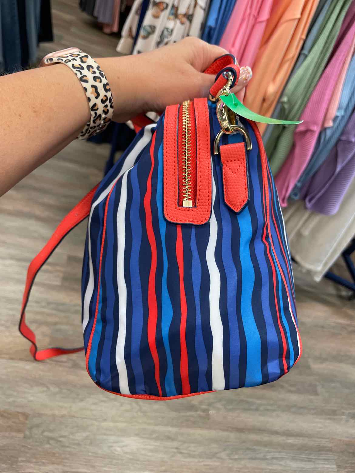 Vera Bradley Preppy Poly Marlo Satchel in Cobalt Stripe Handbags