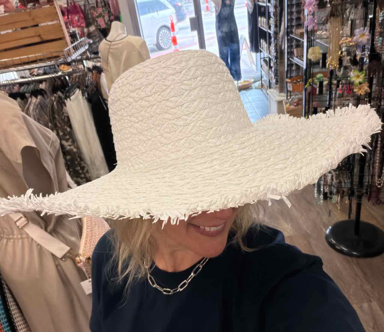 NEW Straw Wide Brim Sun Hat White Hat