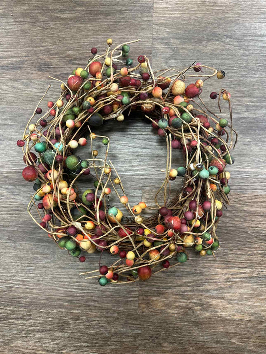 10" Green and Orange Fall Berry Grapevine Wreath Home Decor