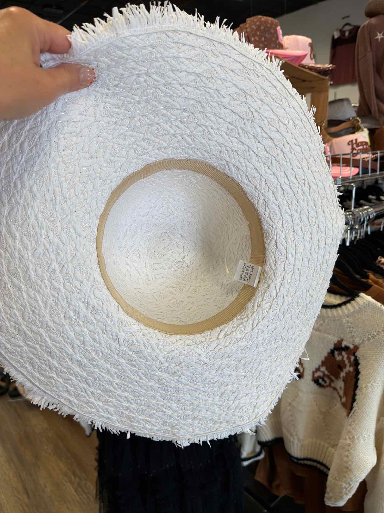 NEW Straw Wide Brim Sun Hat White Hat