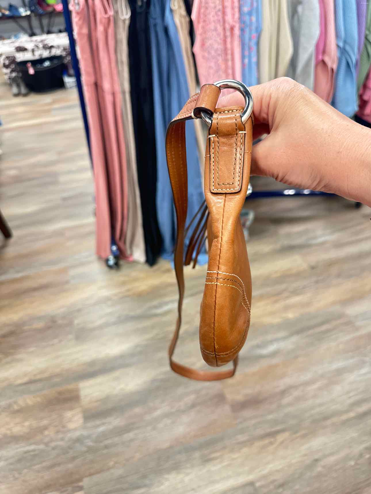 Coach Vintage Soho Saddlebag Leather Slim Brown Tan Crossbody