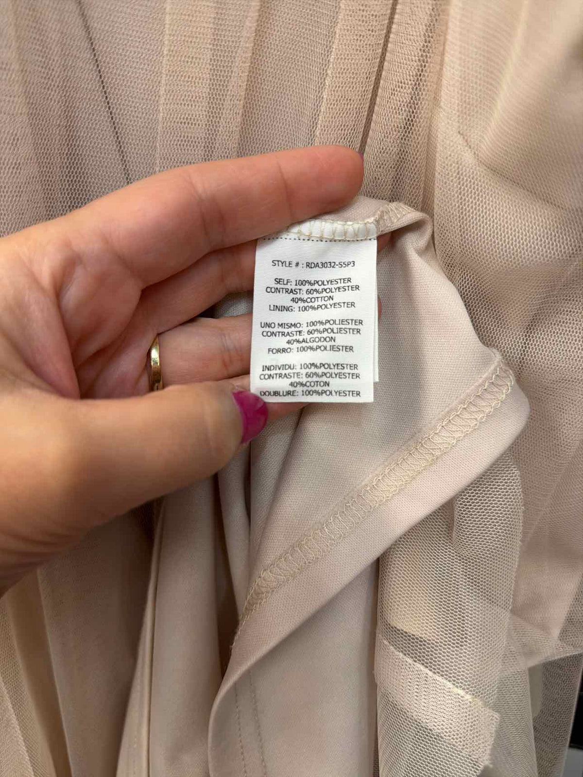 Ryu Size S/M Tulle Overlay Sleevelss Dot Beige Dress