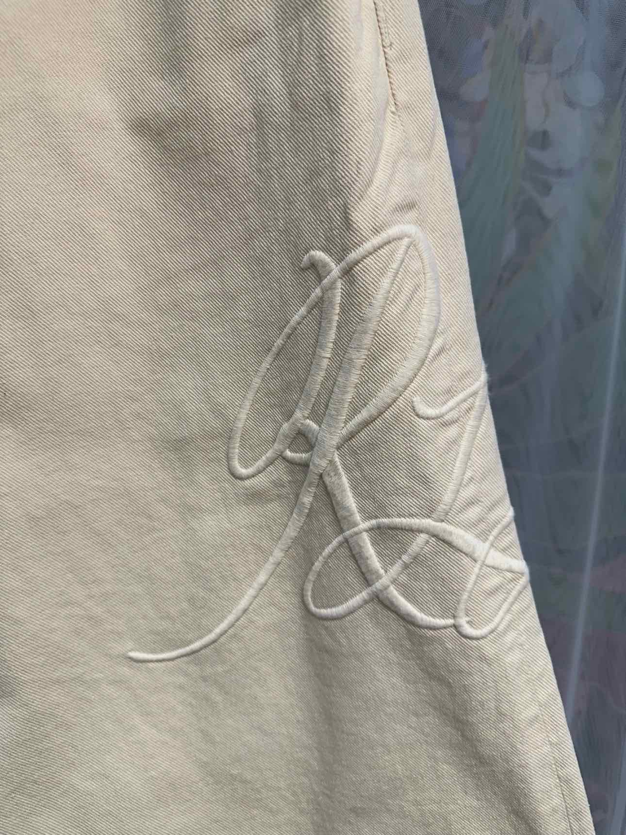 Lauren Ralph Lauren NEW NWT High Rise Relaxed 14 Beige RLL Embroidered Pants