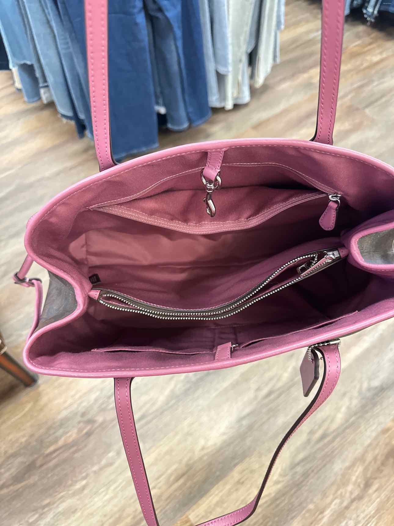 Coach Signature Drawstring Carryall Hobo Brown Blush Pink Shoulder Bag Handbags