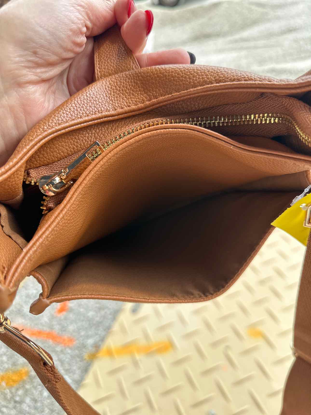 Caramel Brown Faux Vegan Leathre Crossbody Handbags