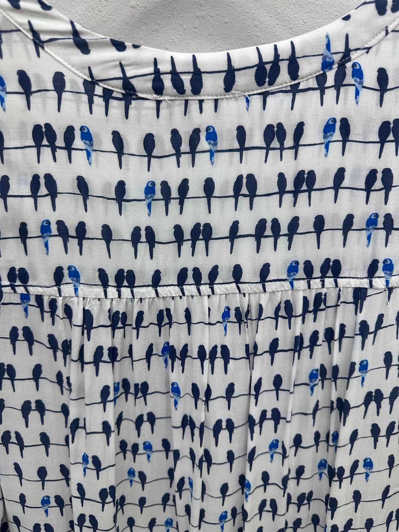 Jane and Delancey Size 1X Birds on a Wire White and Blue Tunic Blouse Top