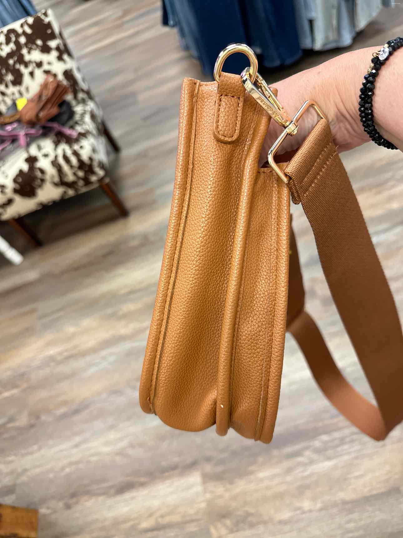 Caramel Brown Faux Vegan Leathre Crossbody Handbags