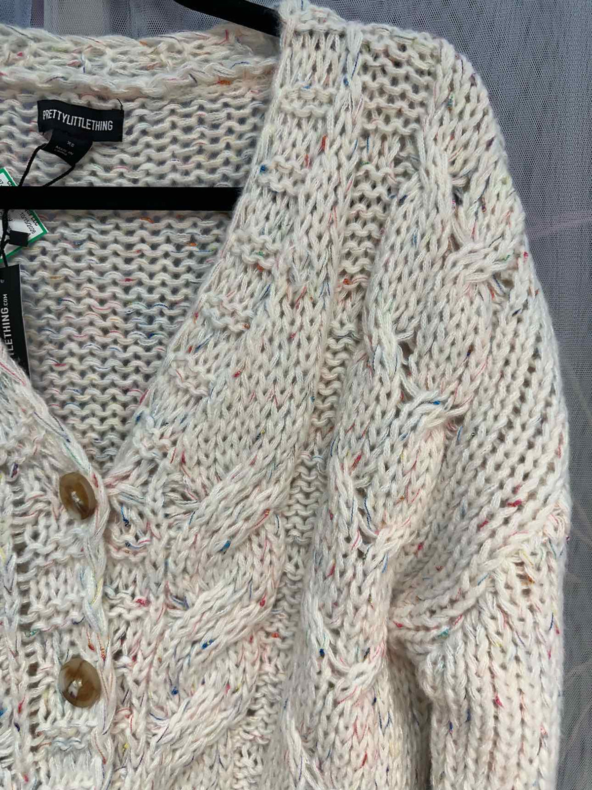 Pretty Little Thing Size XS White/Multi Cardigan