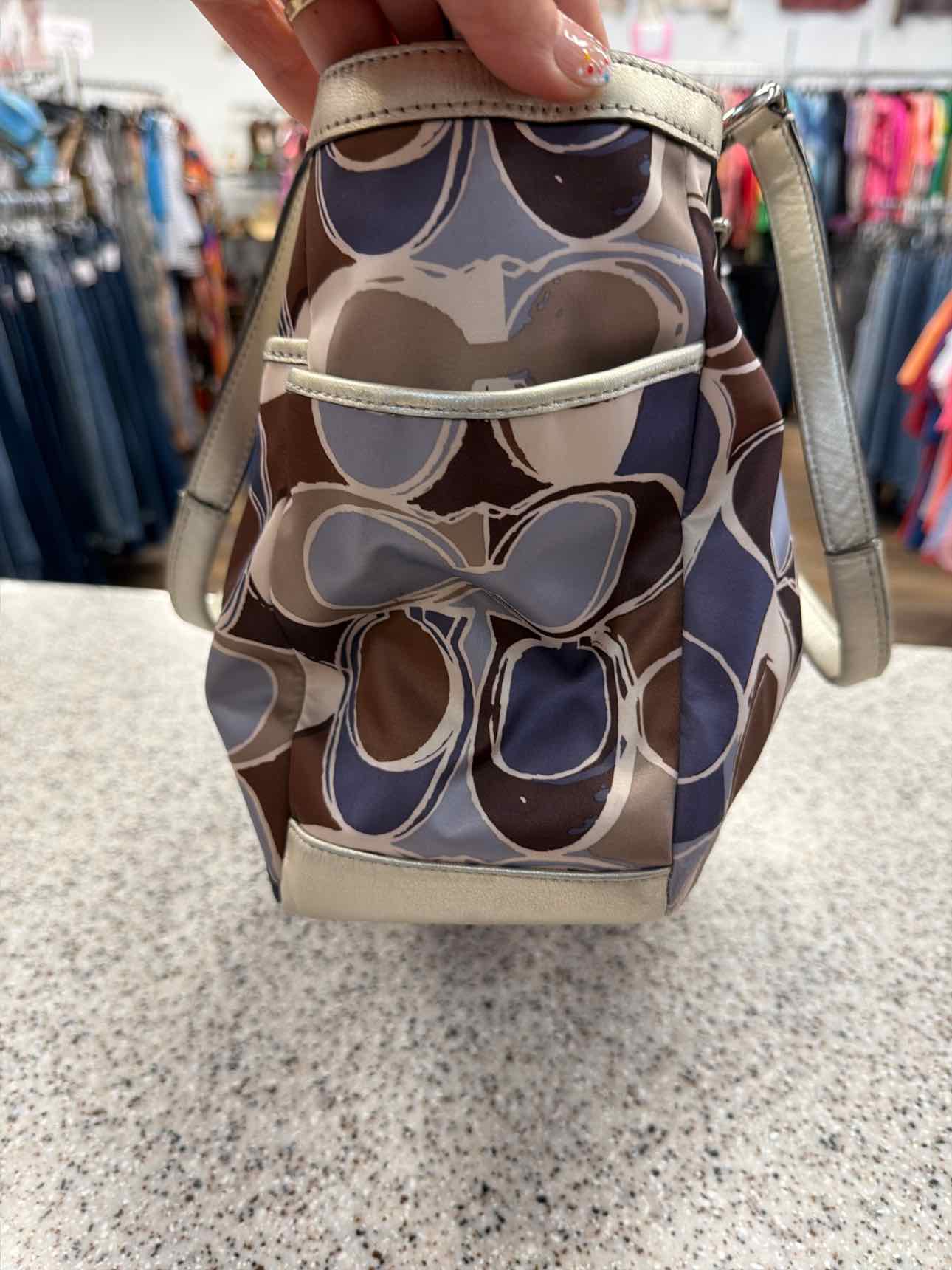Coach Signature Gallery Scarf Print Satin Tote Shoulder Bag Handbags