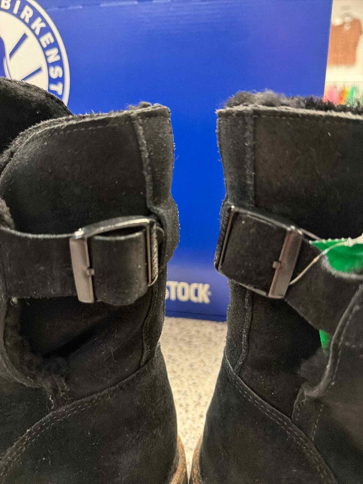 Birkenstock Uppsala Shearling Black Suede Leather Boots Size 8
