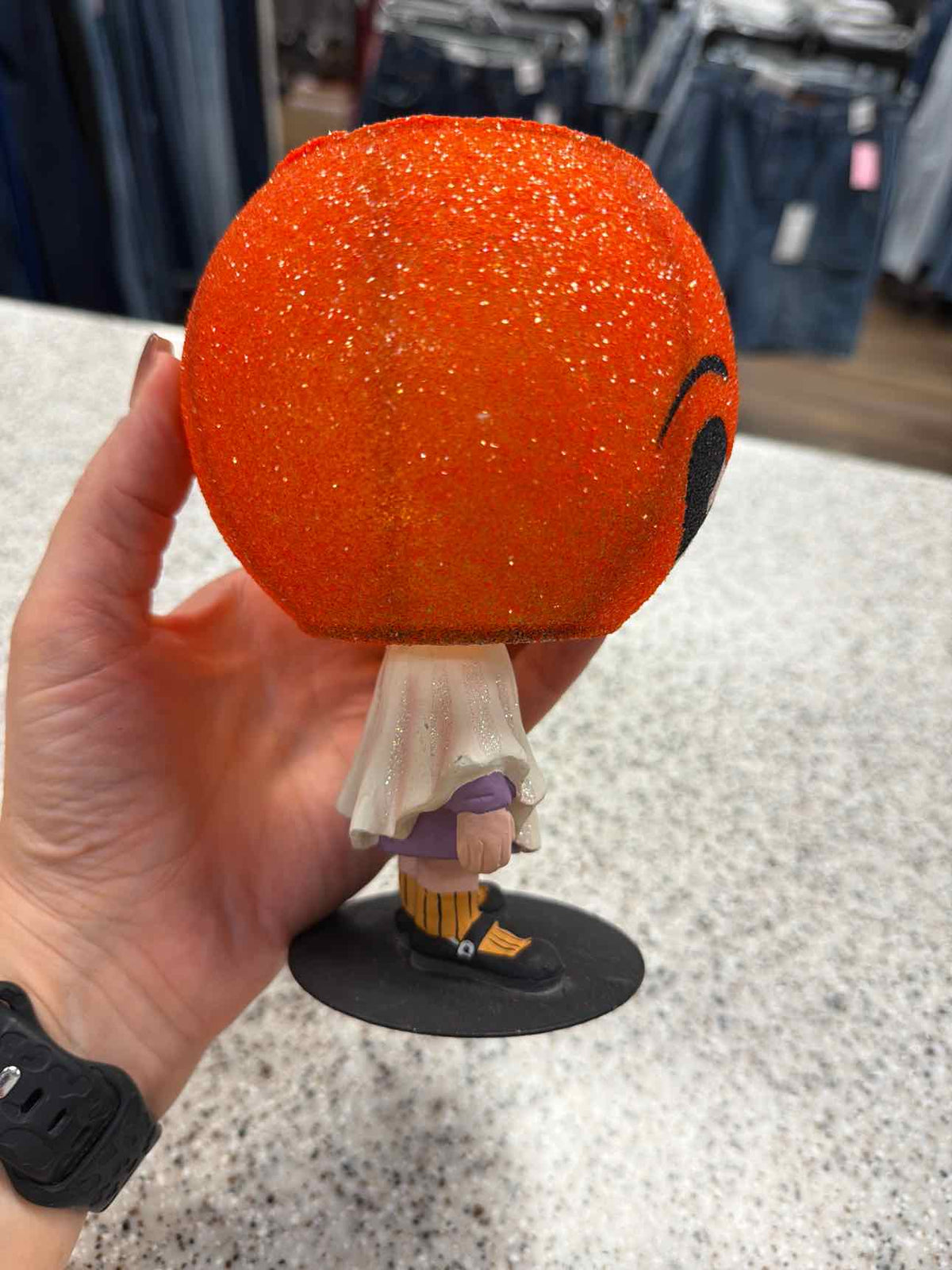 Department 56 Glitterville Jack O' Lantern Ghost Boy Pumpkin Head Candle Holder